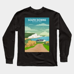 South Downs National Park England Travel Poster Long Sleeve T-Shirt